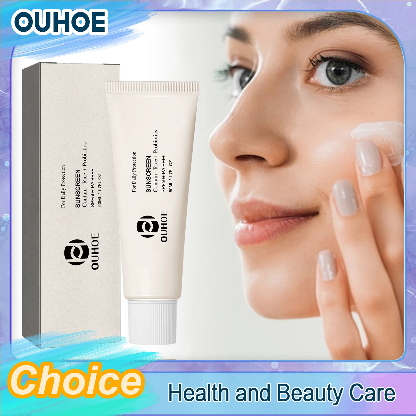 كريم الأرز البروبيوتيك الواقي من الشمس SPF50 + حماية من الأشعة فوق البنفسجية مقاوم للماء يمنع عزل حروق الشمس ترطيب تبييض غسول الشمس #1