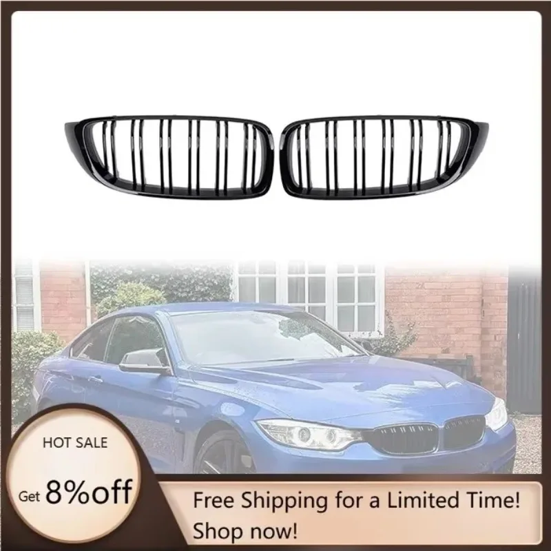 

Double Slat Gloss Matte Black Chrome M Color ABS Front Bumper Grille for 4 Series F32 F33 F36 2013-2020 Auto Replacement