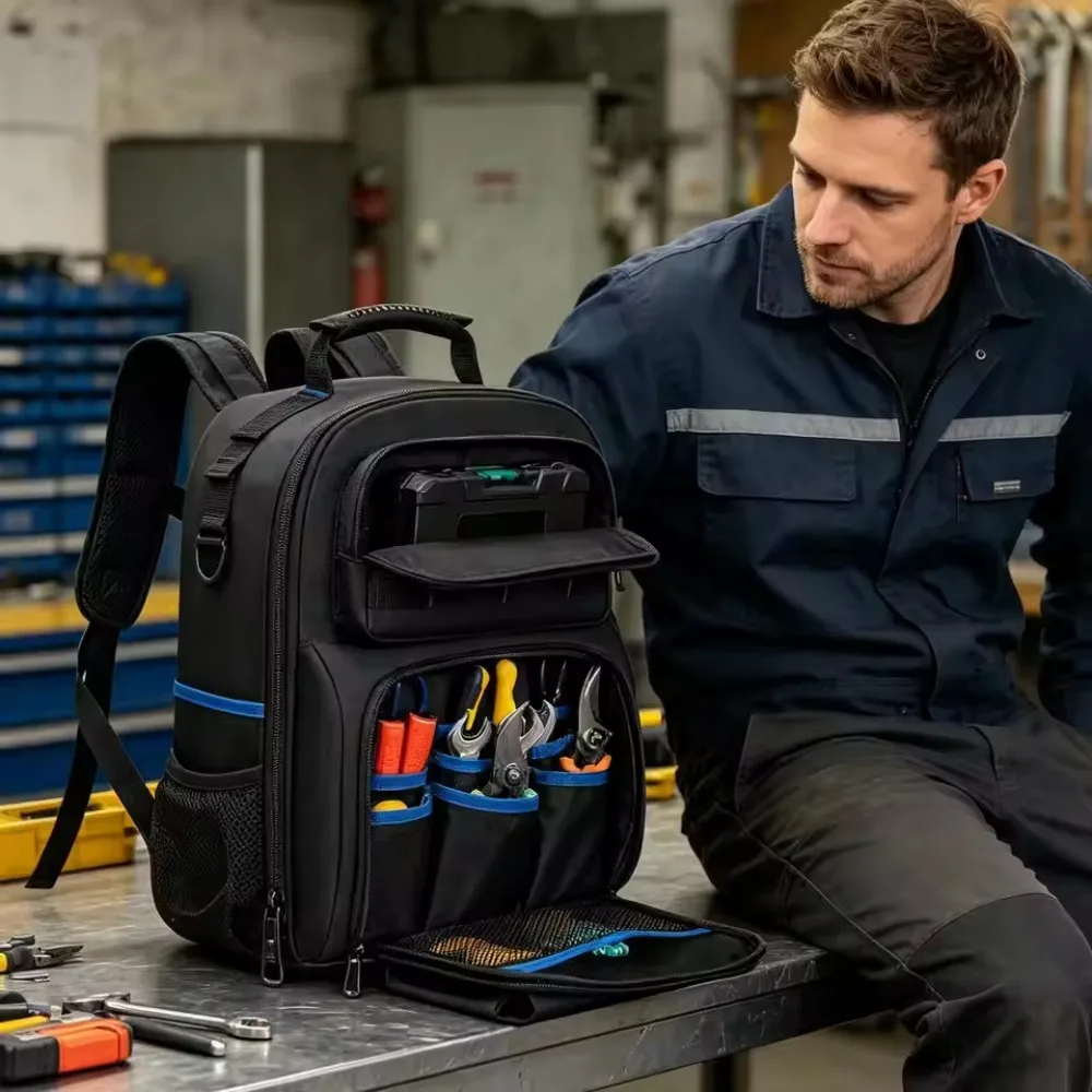water-resistant-durable-tool-backpack-multi-pocket-organizer-for-electricians
