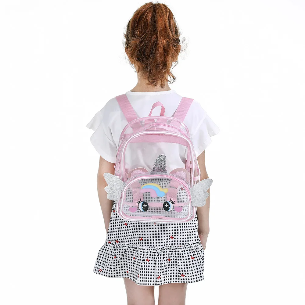 Kawaii Cartoon Unicorn Backpack For Baby Boys Girls Cute Transparent Wings Children Schoolbag Kindergarten Schoolbag Kids Gifts