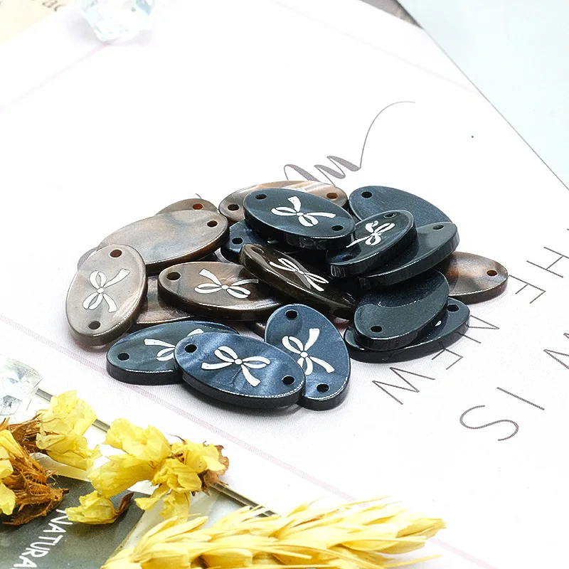 New Factory Direct Sale DIY Resin Tag Buttons High-Grade Black-Coffee Pearlescent Oval Shirt Labels