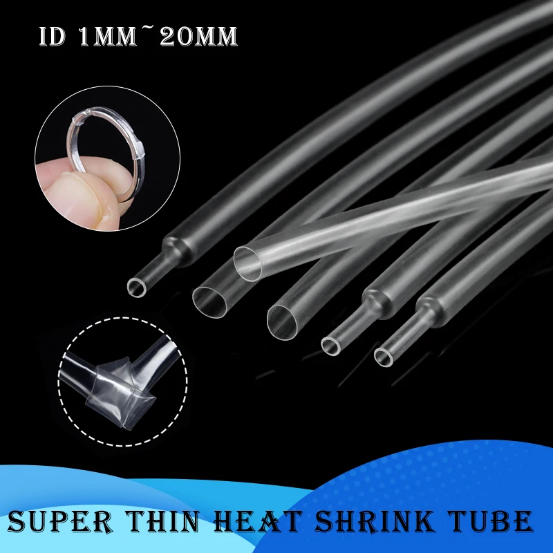 

1~100m Clear Heat Shrink Tube Super Thin Wall 1~ 20mm Flexible Heat Shrinkable Earphone Line Audio Cable Sleeve Wrapping Sheath