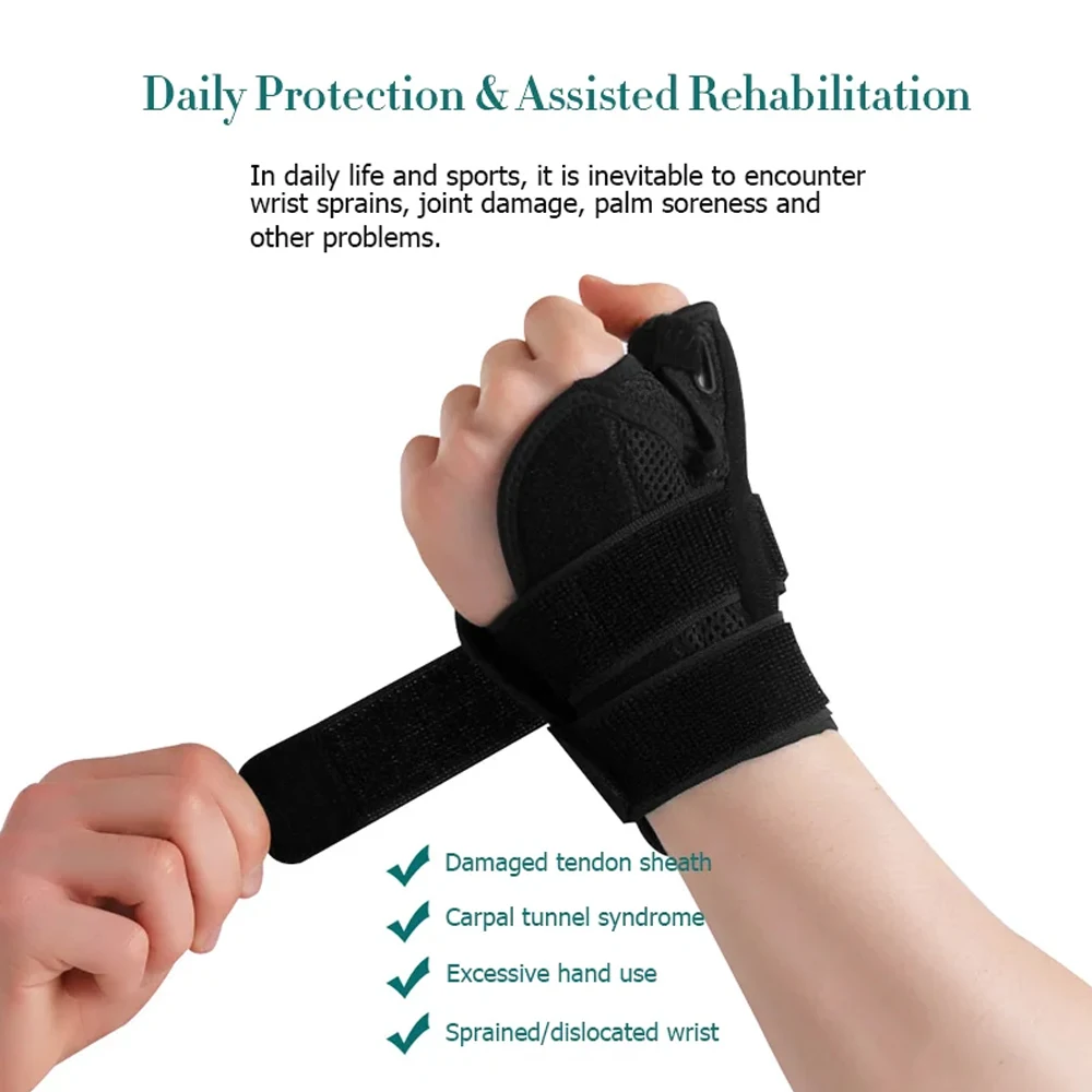 Braccialetto Stecca Dito Regolabile – Supporto Pollice E Protezione Polso, Fascia Unisex