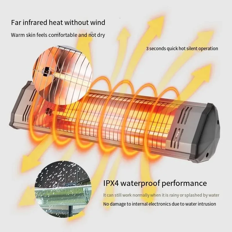 [Mais vendido] aquecedor elétrico ao ar livre infravermelho distante montado na parede aquecedor à prova dwaterproof água restaurante aquecedor banheiro aquecimento elétrico st