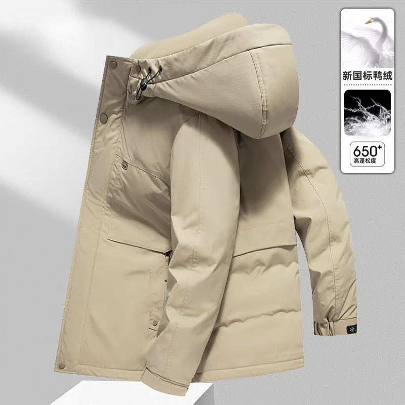 Men's down jacket winter warm thickened tooling medium and long down jacket men's casual jacket