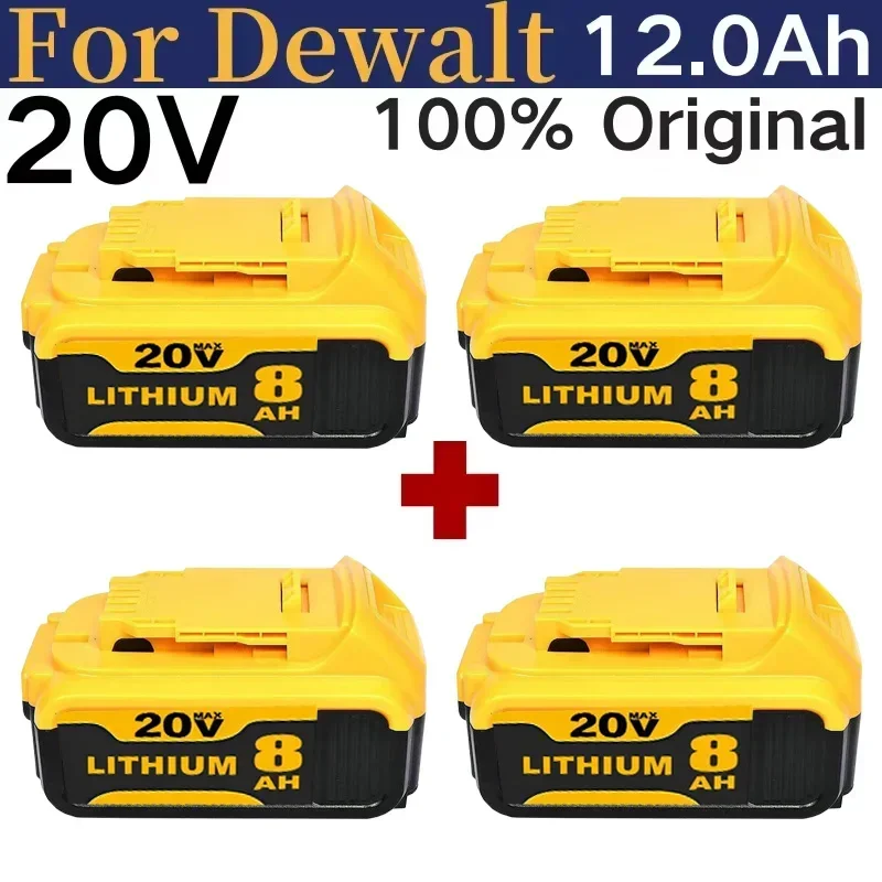 20V DCB200 12000mAh Replacement Li-ion Battery for DeWalt DCB205 DCB201 DCB203 Power Tool Battery 20 Volt MAX  With Charger