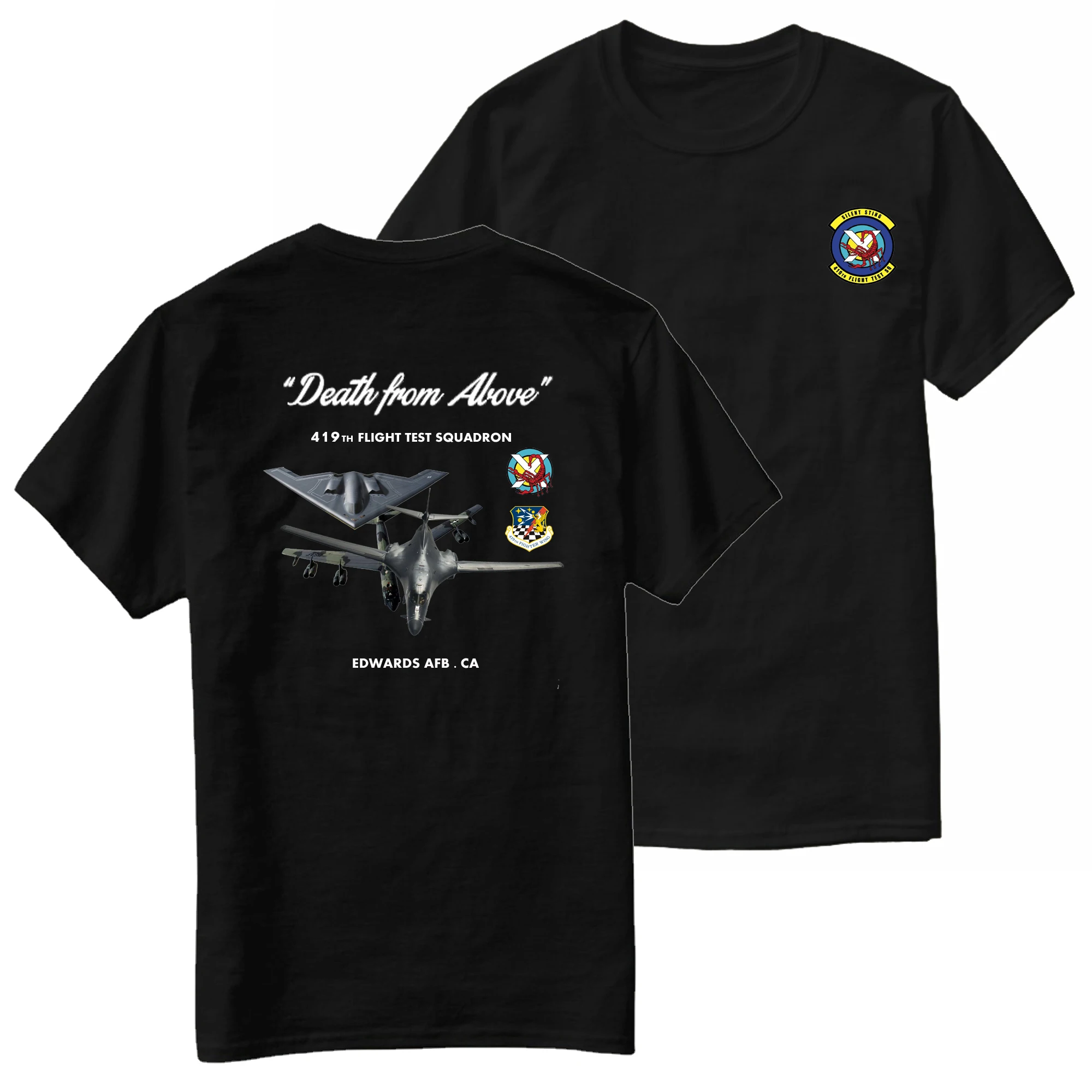 

USAF 419th Flight Test Squadron B-1B B-2 B-52 Bomber T-Shirt 100% Cotton O-Neck Short Sleeve Casual Mens T-shirt Size S-3XL