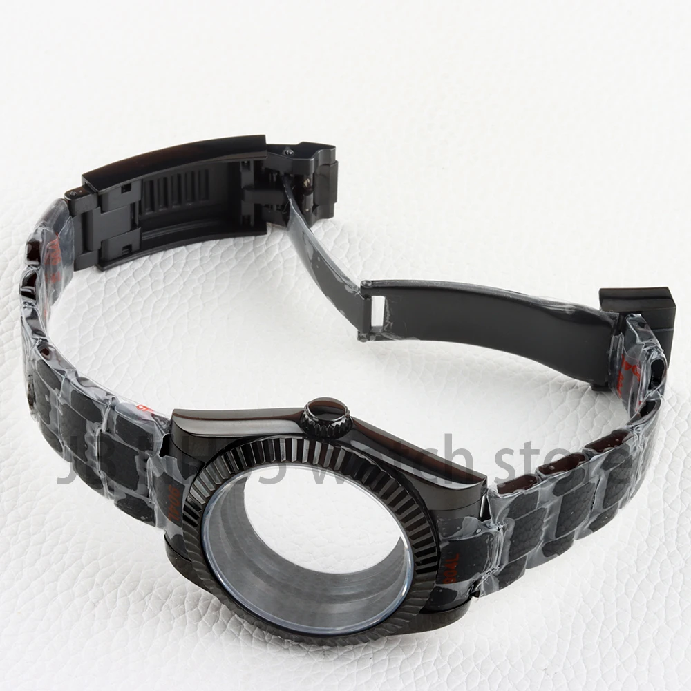 36/39 مللي متر ساعة سوداء حافظة 20 مللي متر حزام 316L الفولاذ المقاوم للصدأ المحار/اليوبيل سوار ل Datejust NH35 NH36 حركة 28.5 مللي متر الطلب