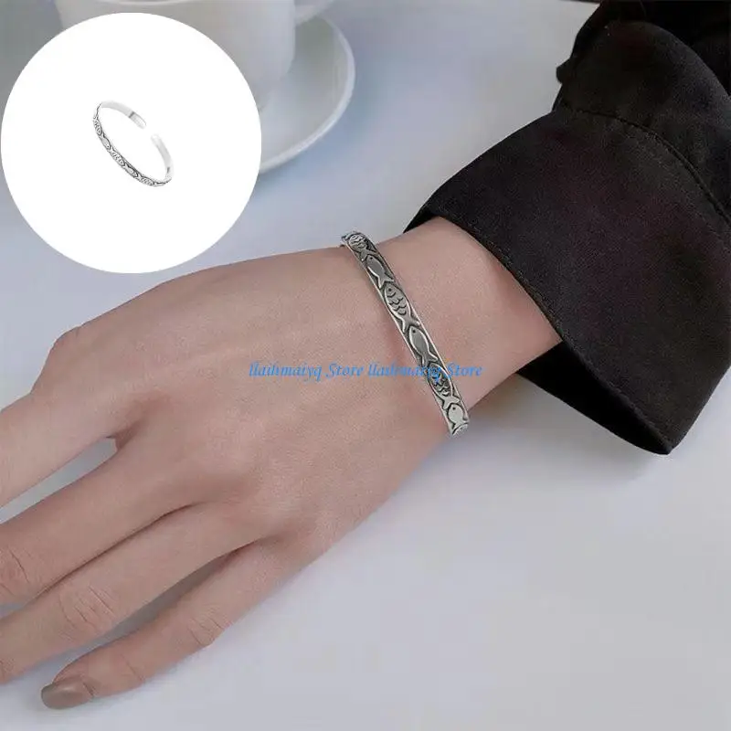 

573B Retro Minimalist Fish Design Adjustable Open Bangle Alloy Fashion Bracelet