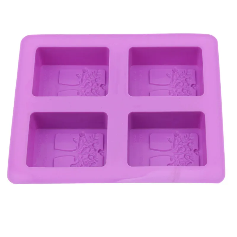 Party Dessert Silicone Mold Tree Shape 4 Hole Square Soap Mold Crafts Chocolate Cake Molding Handmade Tools 2024