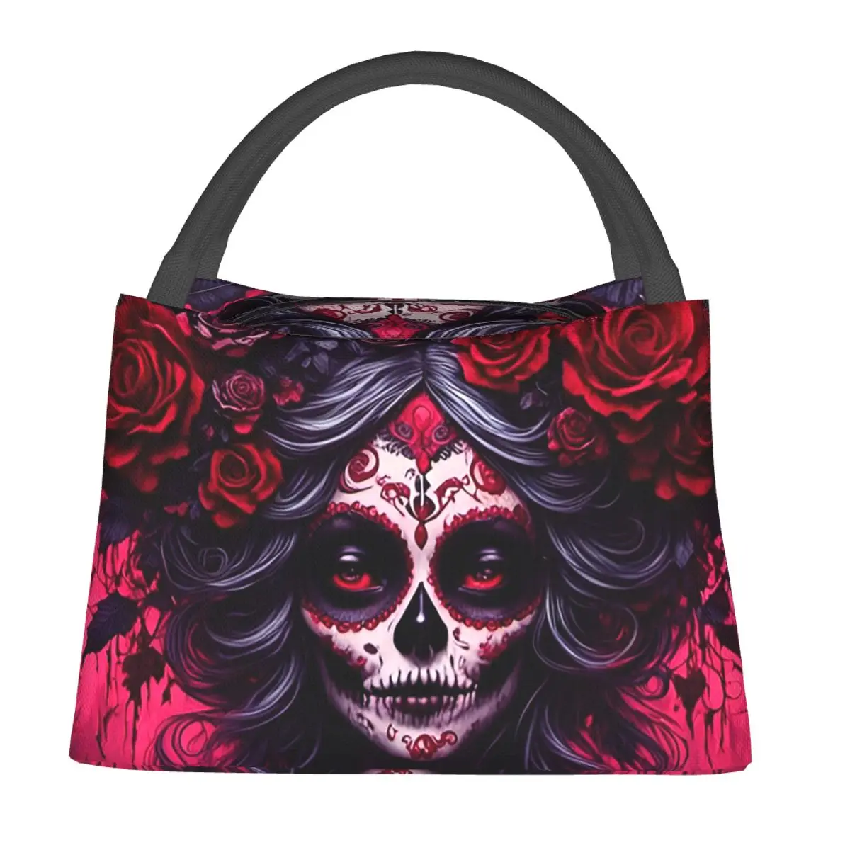 

Mexican Catrina Girl Day Of The Dead Sugar Skull Insulated Lunch Bag for Women Kids Portable Food Boxes Thermal Lunch Box Tote