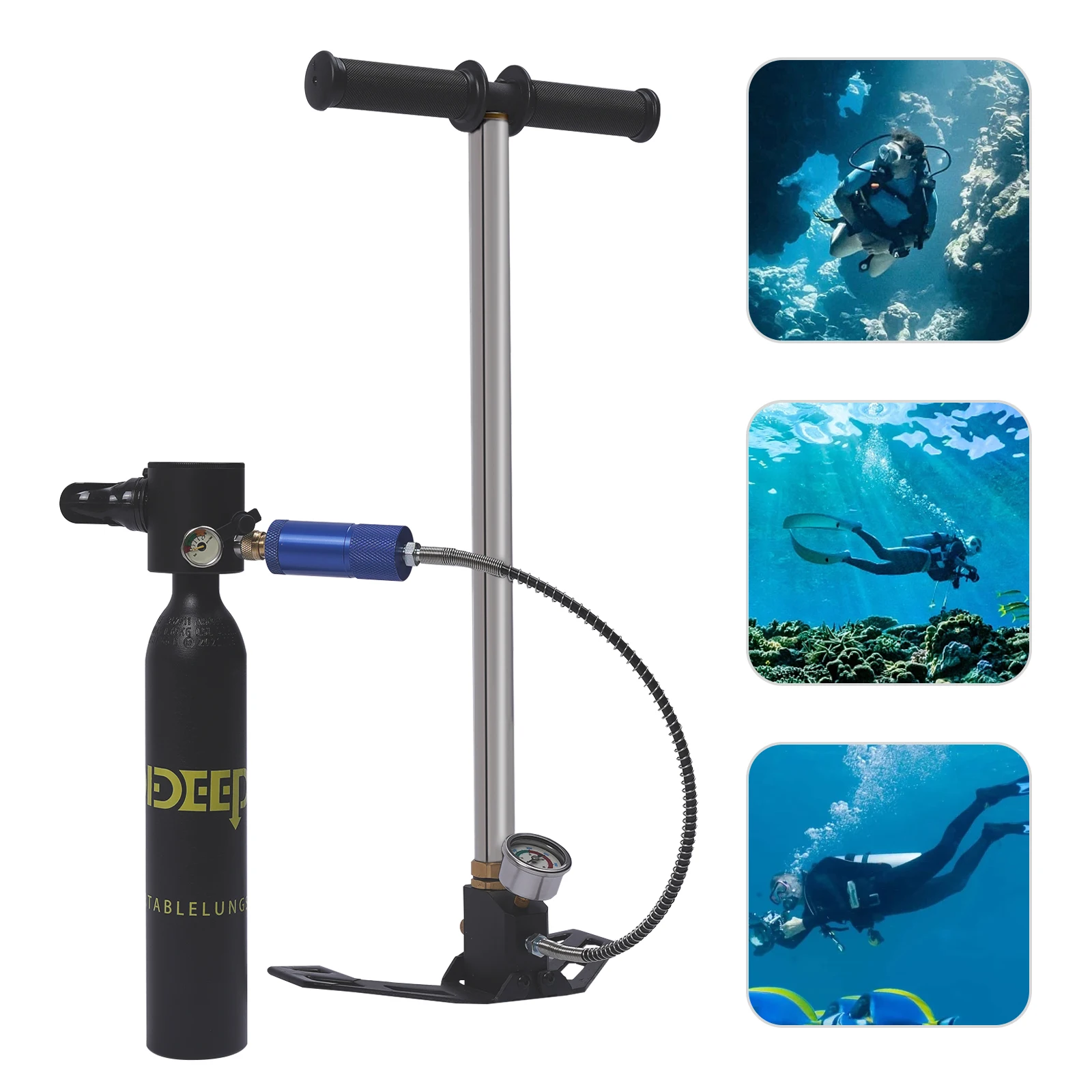 0.5L Oxygen Tank Pump Equipment Underwater Breath Mini Scuba Diving Case Kit