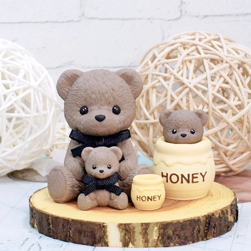 Creativity Honey Jar Silicone Candle Mold DIY Handmade Teddy Bear Aromath Plaster Epoxy Resin Casting Molds Home Decor Supplies