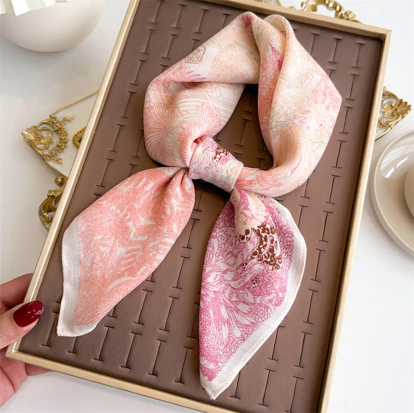New Floral Print Cotton feeling Scarf for Women Square Hijab Soft Neck Tie Winter Female Fashion Decoration Headscarf Kerchief