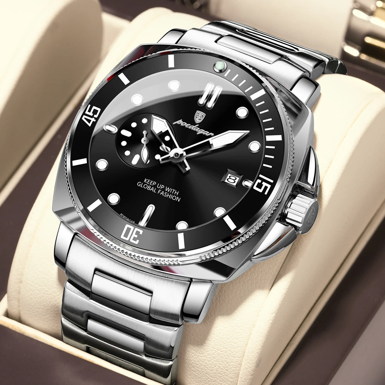 POEDAGAR Top Casual Men's Watches Waterproof Luminous Date Luxury Men Watch Stainless Steel Quartz Business Man Wristwatch Reloj