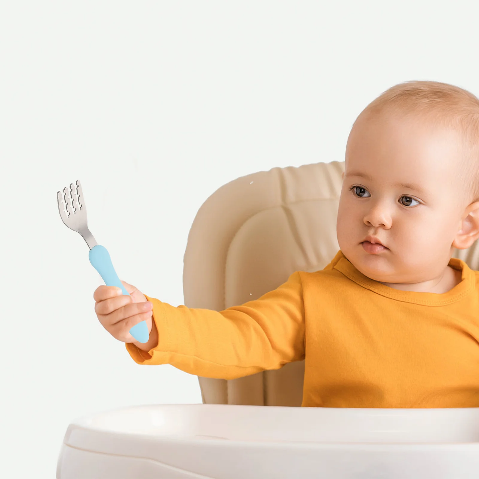 

1Set Toddler Utensils Baby Self Feeding Spoon Fork Set Smooth Handle Durable Safe for Travel Camping Restaurant