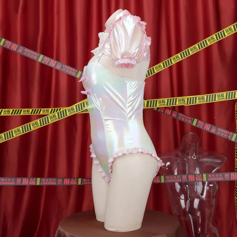 Аниме NEEDY GIRL OVERDOSE KAngel, карнавальный костюм, женский сексуальный кожаный боди, розовый комбинезон с кроликом для девочек, карнавальная одежда на Хэллоуин