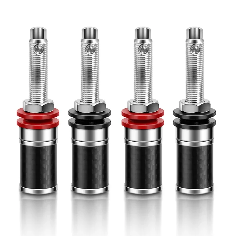 

4pcs Carbon Fiber Binding Post Gold/Rhodium Plated Terminal Banana Jack Connector