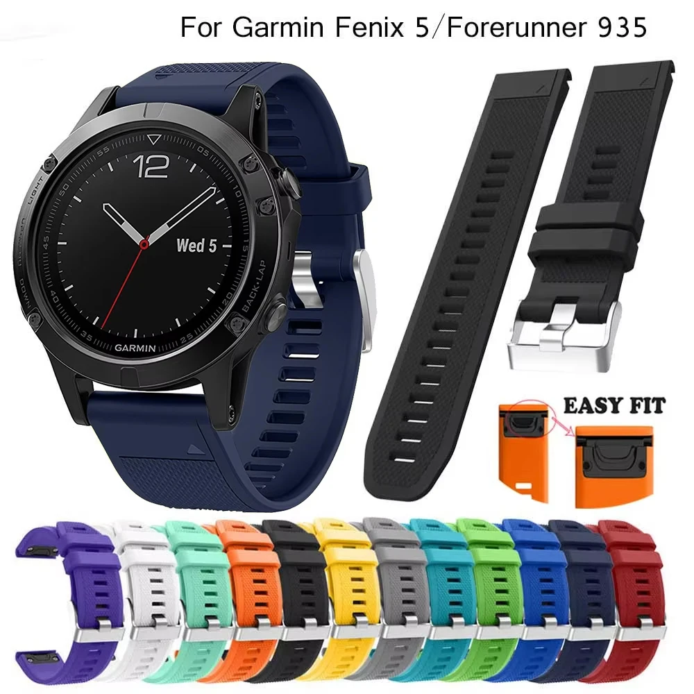 

Watch Bands Easy fit 22mm Bracelet Strap For Garmin Fenix 7 5 6 Pro Forerunner 935 945 Quick Release Sport Silicone Wrist Strap