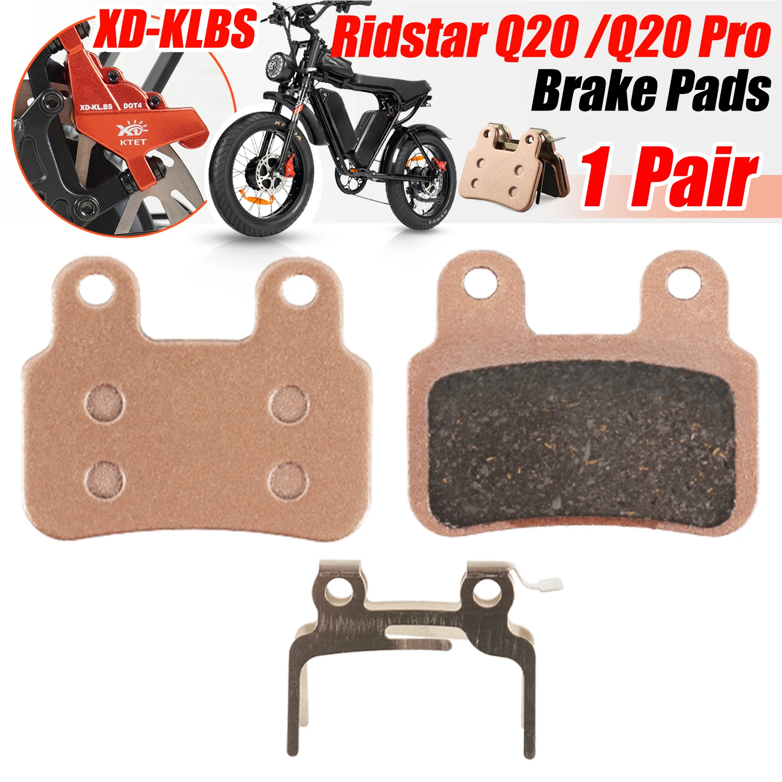 

Designed for Ridstar Q20/Q20Pro H26Pro EKX X2 X21 Freego X2 Ebike: 2P Semi-metal F/R Brake Pads for XD-KLBS-DOTS & XOD Calipers
