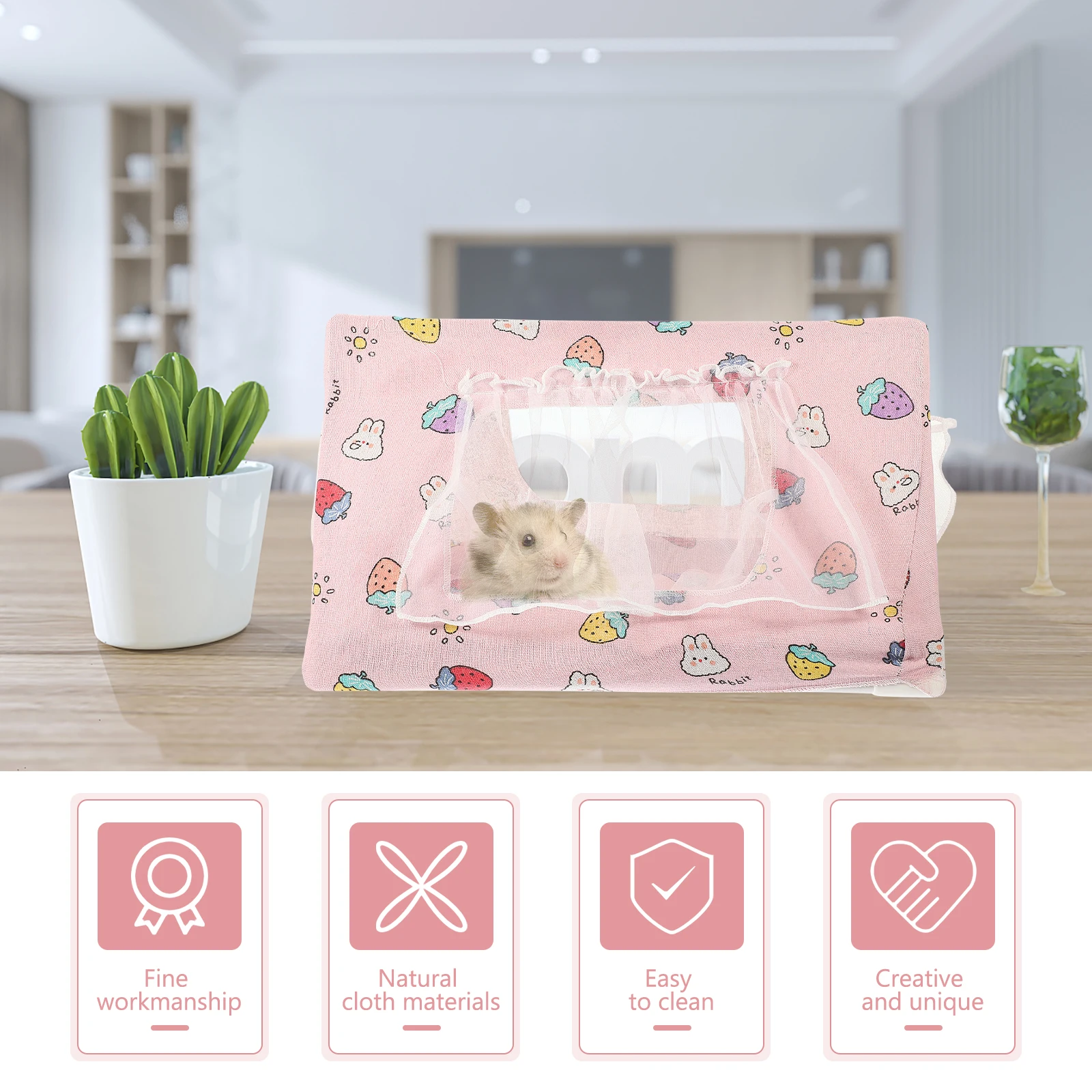 

Rabbit Nest Wear resistant House for Hamster Cage Hideout Cloth Pink Rabbit Tent Pet Supplies Delicate Rat House Decorative