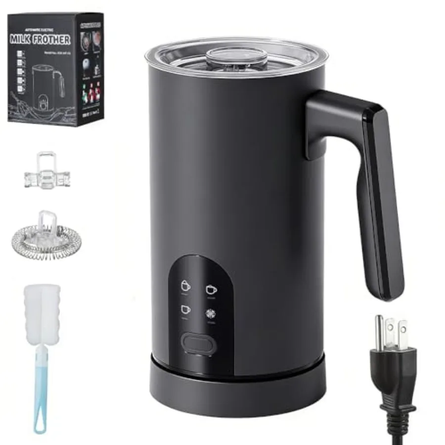 

Electric Milk Frother 4 in 1 with Stainless Steel Design for Coffee 11.8oz/350ml Automatic Frother Machine in Silver for Warm a