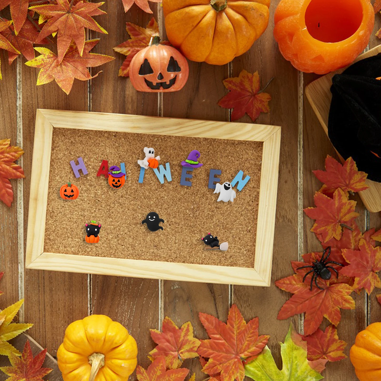 

32pcs Black Cat Pumpkin Pins Thumb Tacks Corkboard Decor Halloween Office Supplies Bulletin Board Accessories