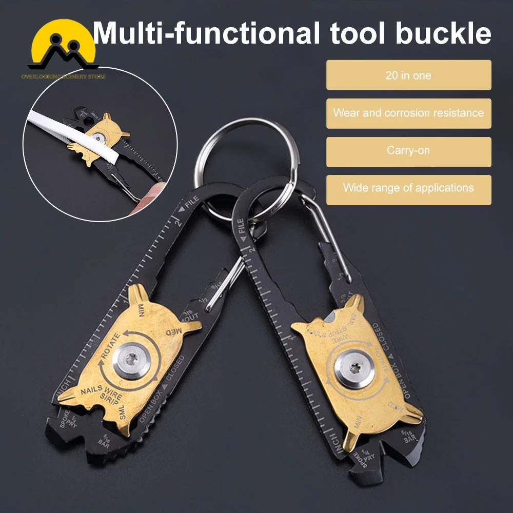 

20 in 1 Multifunctional Wrench Kits Outdoor Emergency Survival Pocket EDC Tools Keychain Bottle Opener Nail Puller Screwdriver