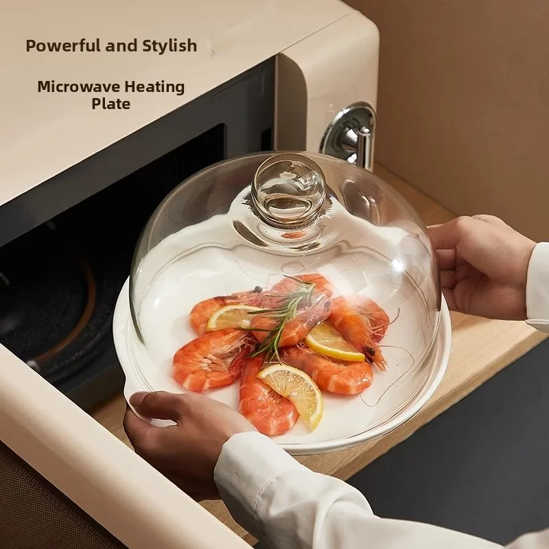 

Ceramic Tray Transparent Glass Microwave Heat Resistant Splash Proof Lid High Temperature Resistant Insulation Cover Dust Proof
