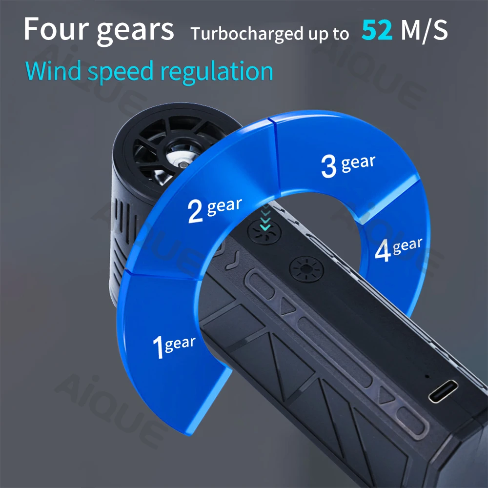 AiQUE 130000RPM Turbofan Potente spazzaneve 52M/S Jet Fan 4000Mah Motore brushless Condotto portatile Ricarica di tipo C portatile