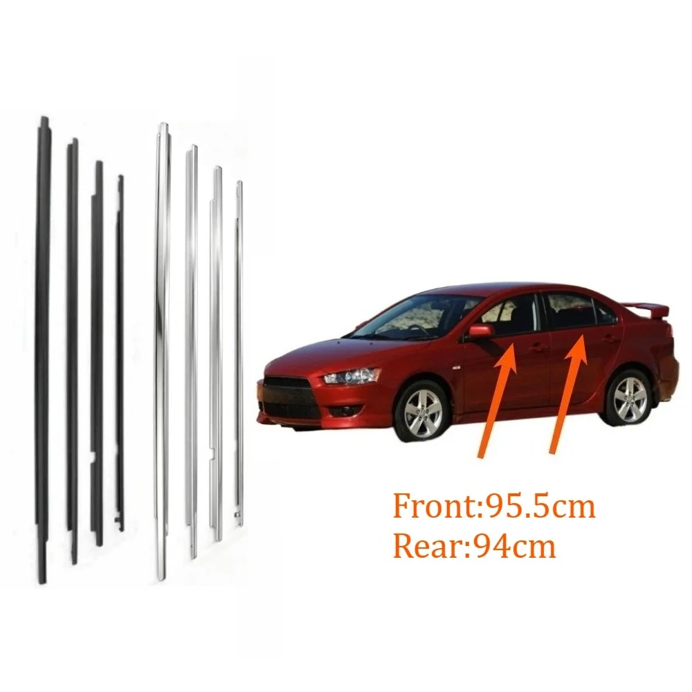 4 Pcs Black or Chrome Outside Glass Rubber Belt Line for Lancer CY CX Window Weatherstrip for Fortis Evo 5727A005