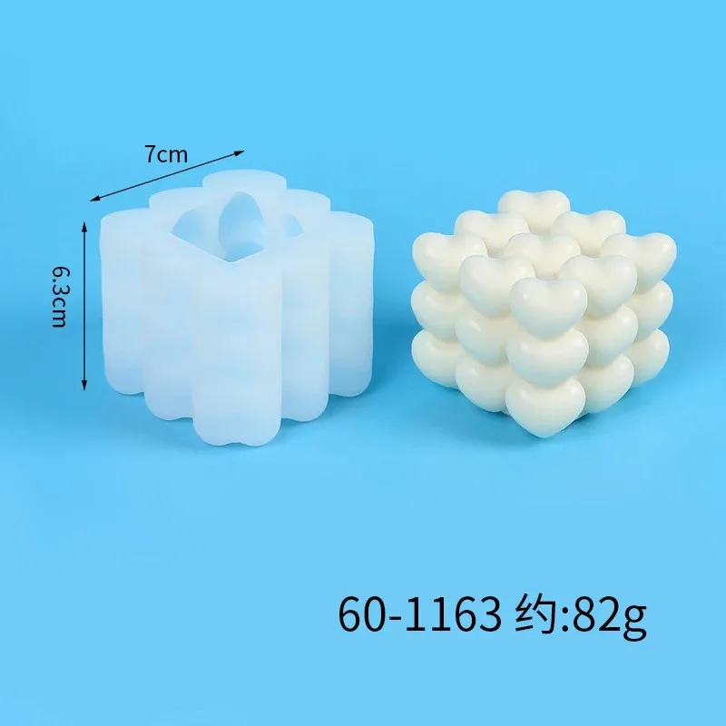 Molde de Silicona 3D en Forma de Corazón para Velas, Jabones Artesanales, Resina Perfumada y Jabones Cúbicos