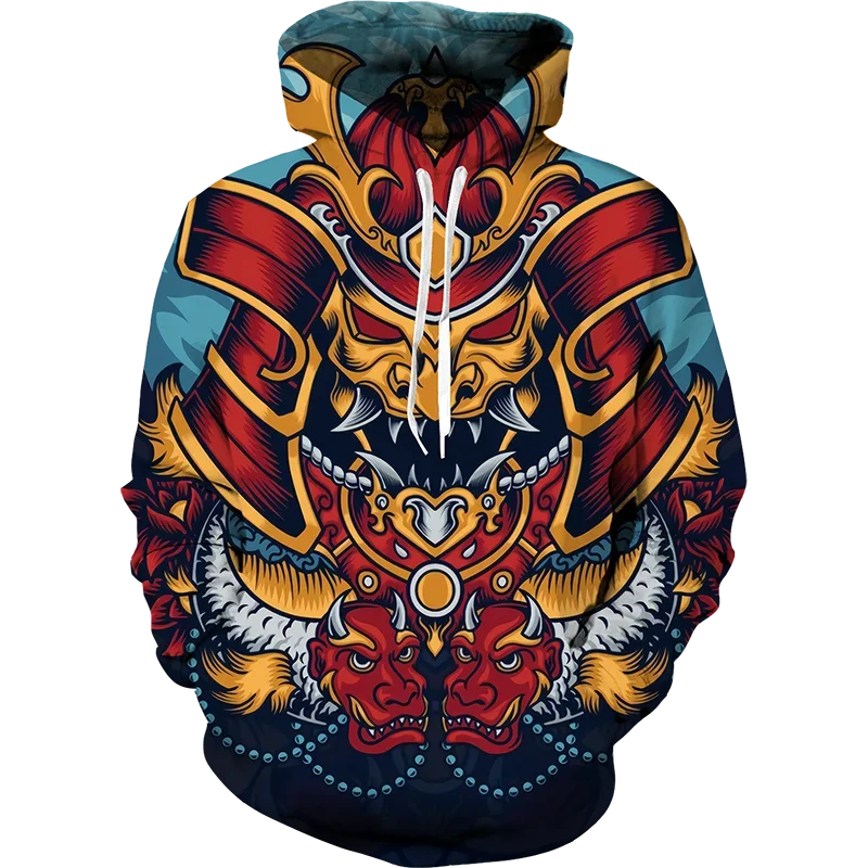 Nieuwe Oogverblindende Coole Anime Hoodie 3d Japanse Samurai Sweatshirt Mannen/Vrouwen Mode Zwarte Hoodies Pullover Herfst En Winter Kleding