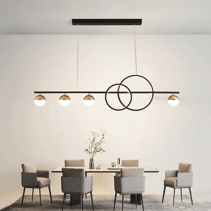 Nordic Led Pendant Light Fixtures Kitchen Island White Ball Hanging Lamp Modern Chandelier for Dining Room Long Table Home Decor