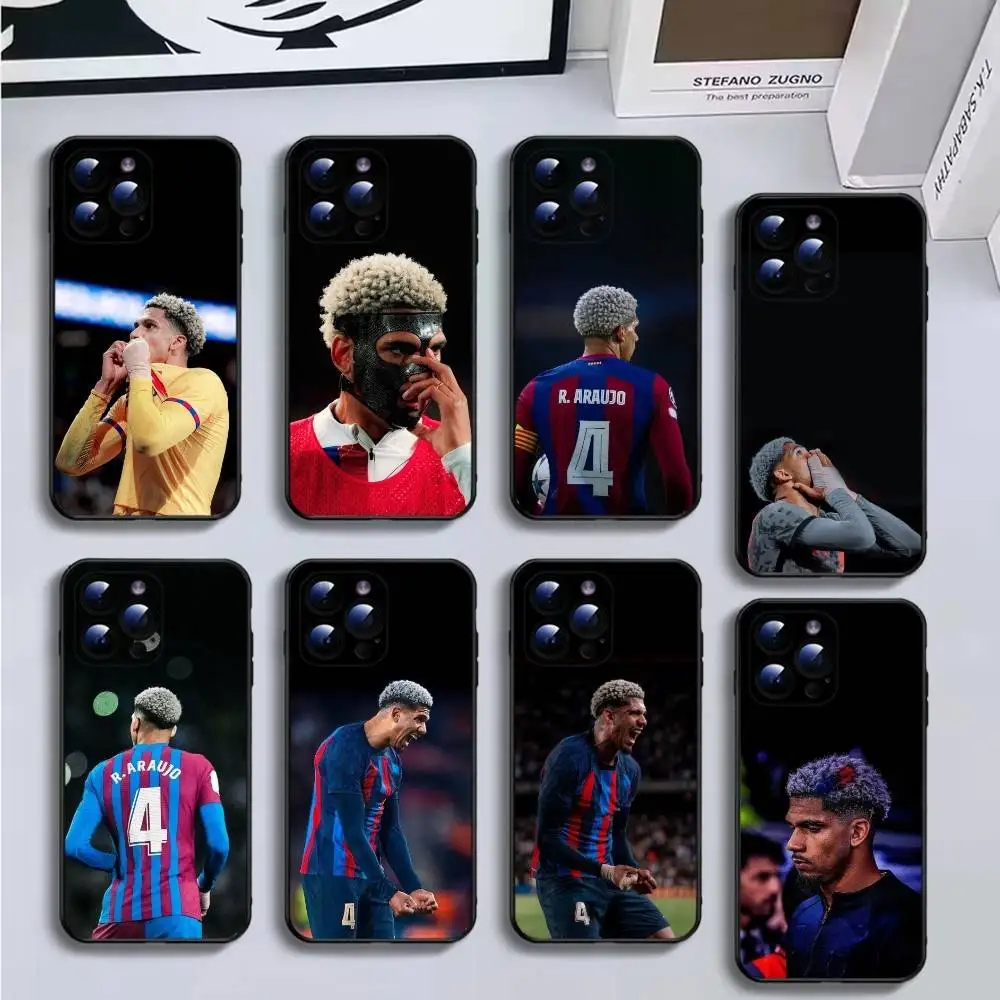 

football Ronald Araujo Phone Case For iPhone16,15,14,13,12,11 Plus,Pro Max,XS,X,XR,SE,Mini,8,7,Soft Black Cover