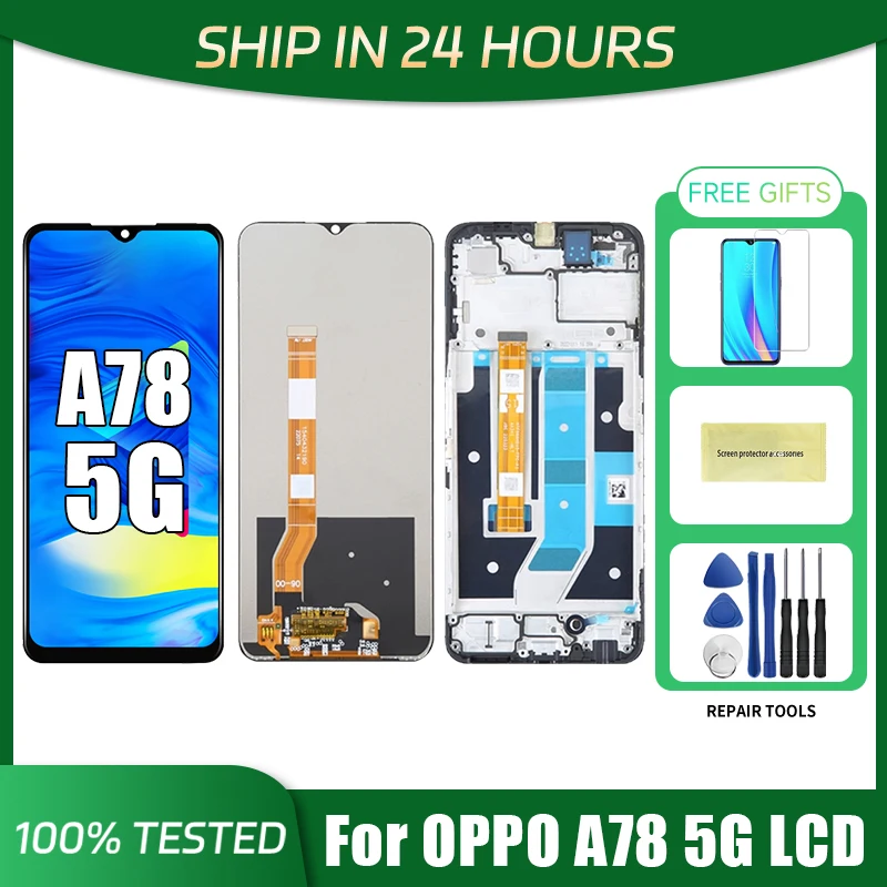 For OPPO A78 5G CPH2483 CPH2495 LCD Display Touch Screen Digitizer Assembly With Frame for OPPO A78 4G CPH2565 LCD OLED