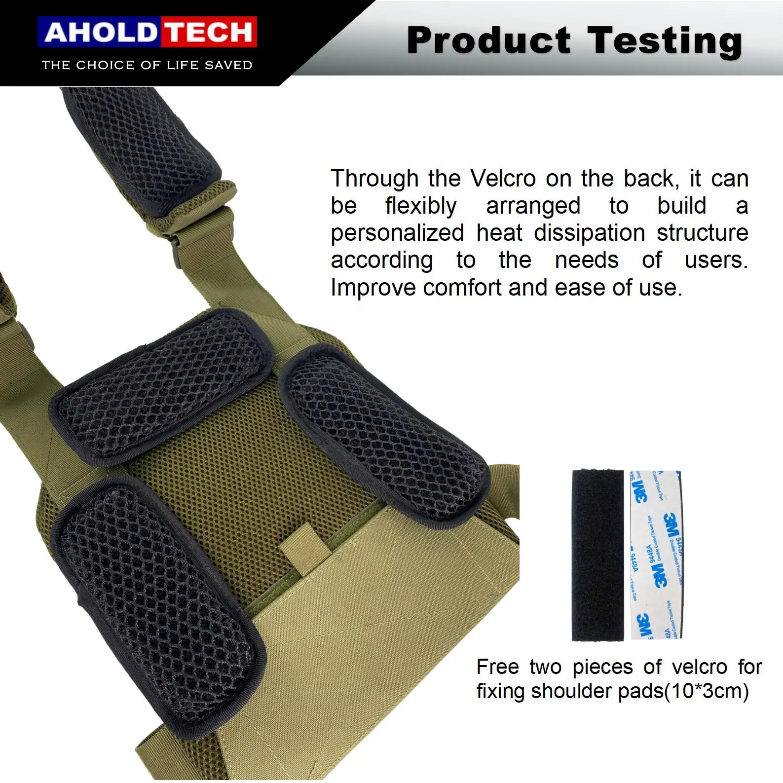 Almohadillas tácticas con correa para el hombro, cojín de malla 3D transpirable para mochila al aire libre, corte láser para chaleco de caza,