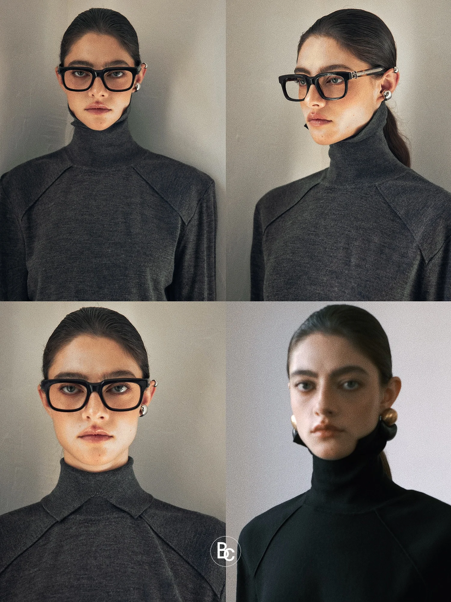 

BetChow Woolen Knitted Sweater High Collar Wide oulder Corner Design Beau Tool for Sl Face Bla ey Women's Faion