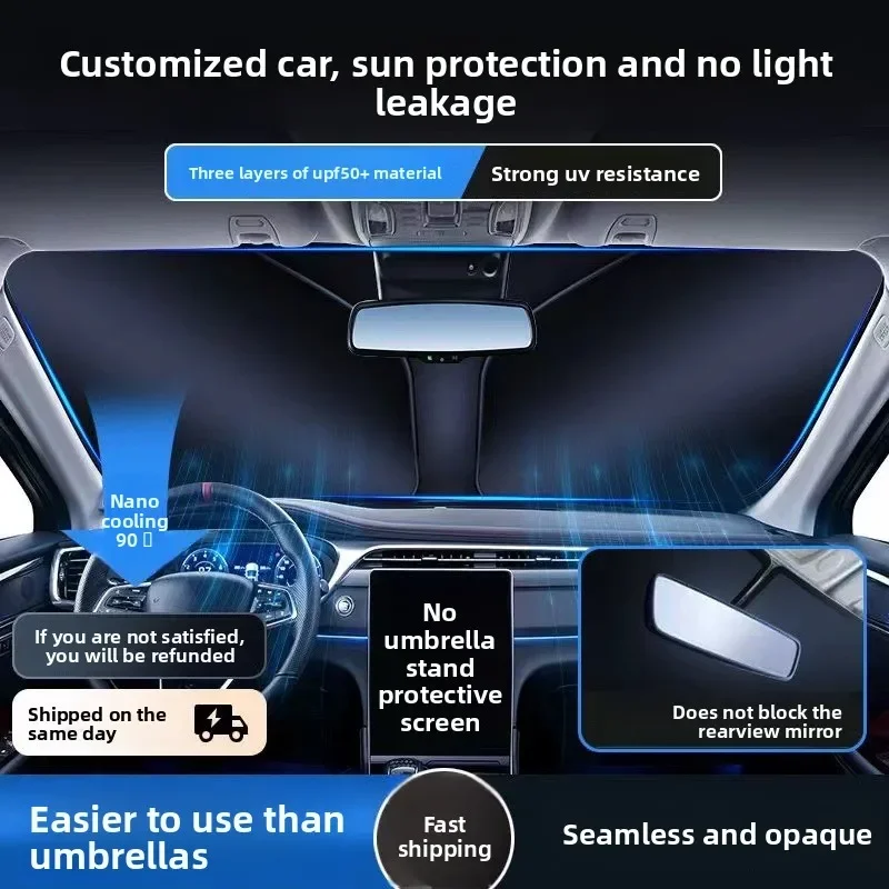 

Premium Car Sun Shade Foldable-Upgraded Thick Heat Reflective Sunshield for Windshield UV Protection&Cool Interior, Easy Storage
