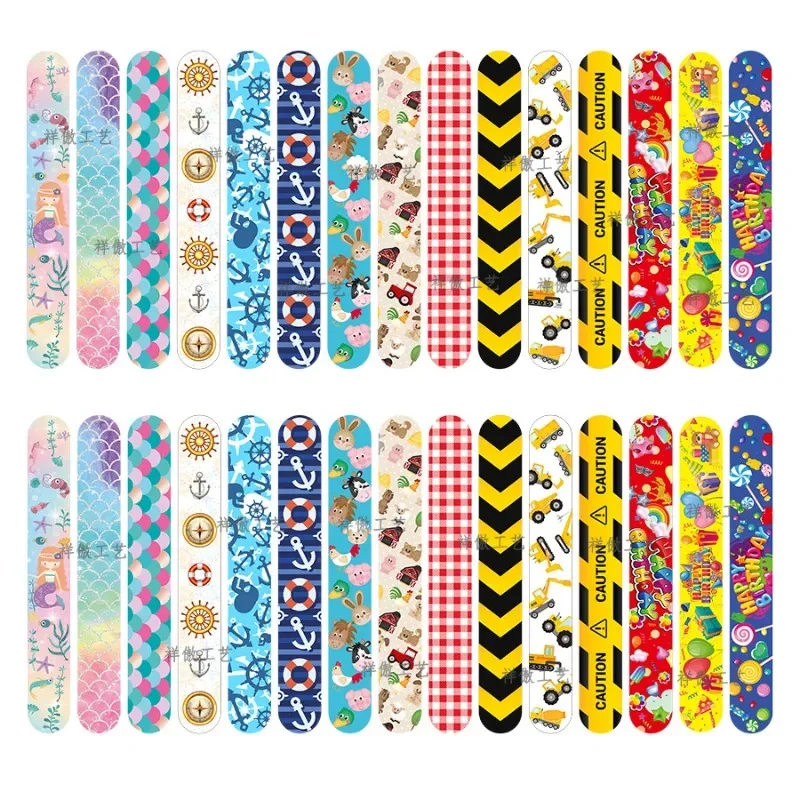 24pcs New Mermaid Pirate Farm Engineering Vehicle Clap and Tap The Wristband Bracelet  for Children's Party Birthday Bracelets