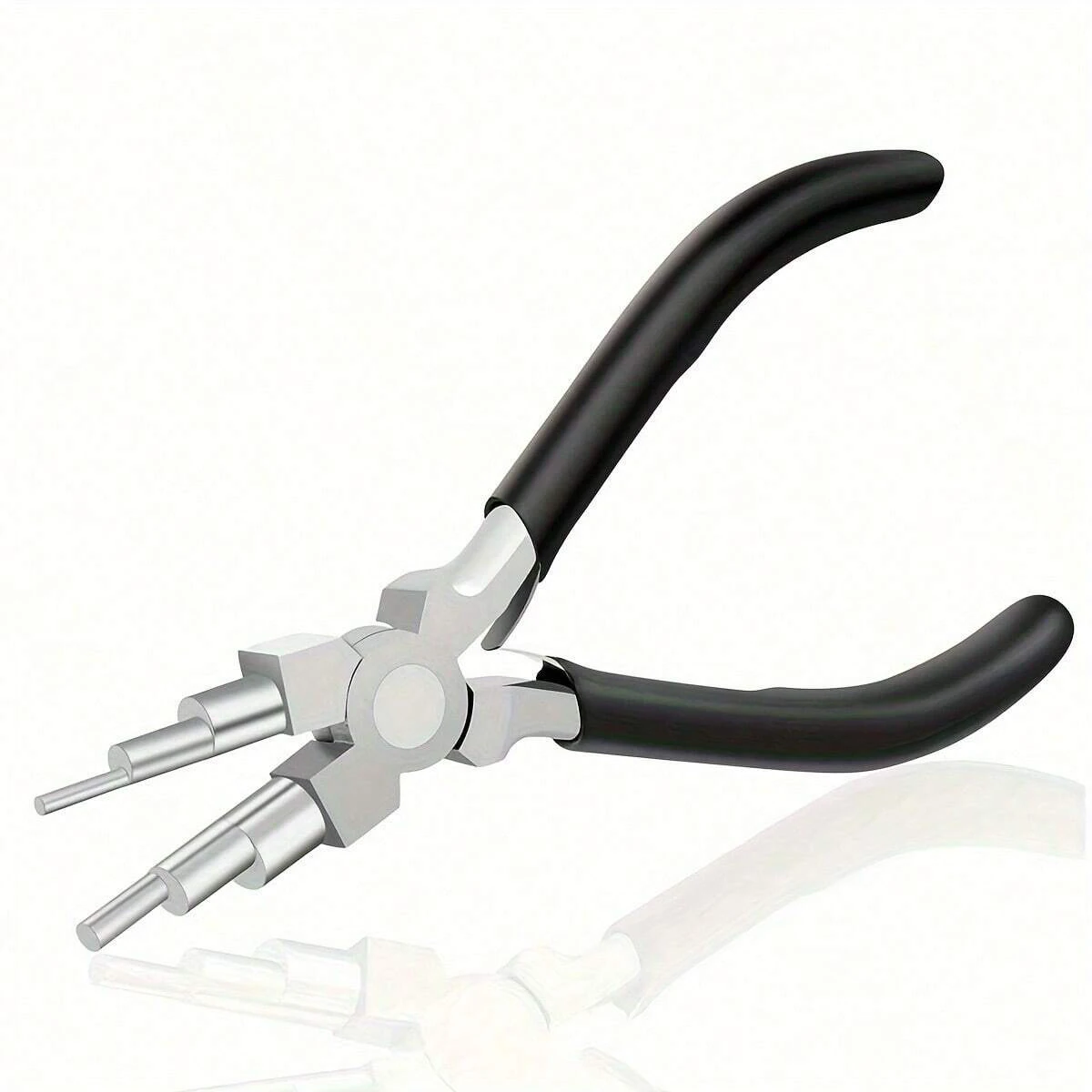 1pcs 6-Inch Red Carbon Steel Jewelry Pliers - Round & Needle Nose For Diy Rings, Wire Looping & Bail Making, Steel Hand Tool