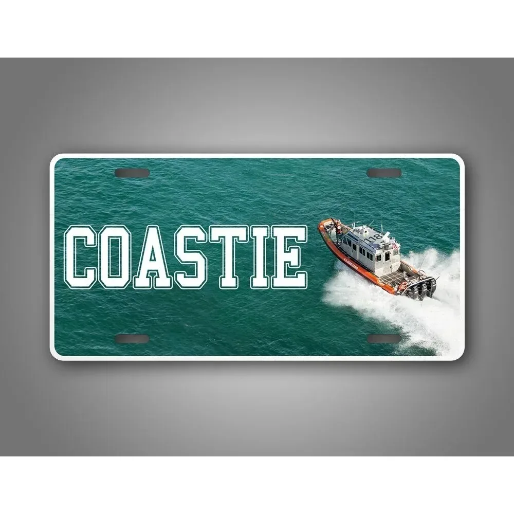 Custom USCG Coastie Metal Plaque, Water & Cutter Themed United States Coast Guard Decor for Wall & Vehicle (Decoration Only)