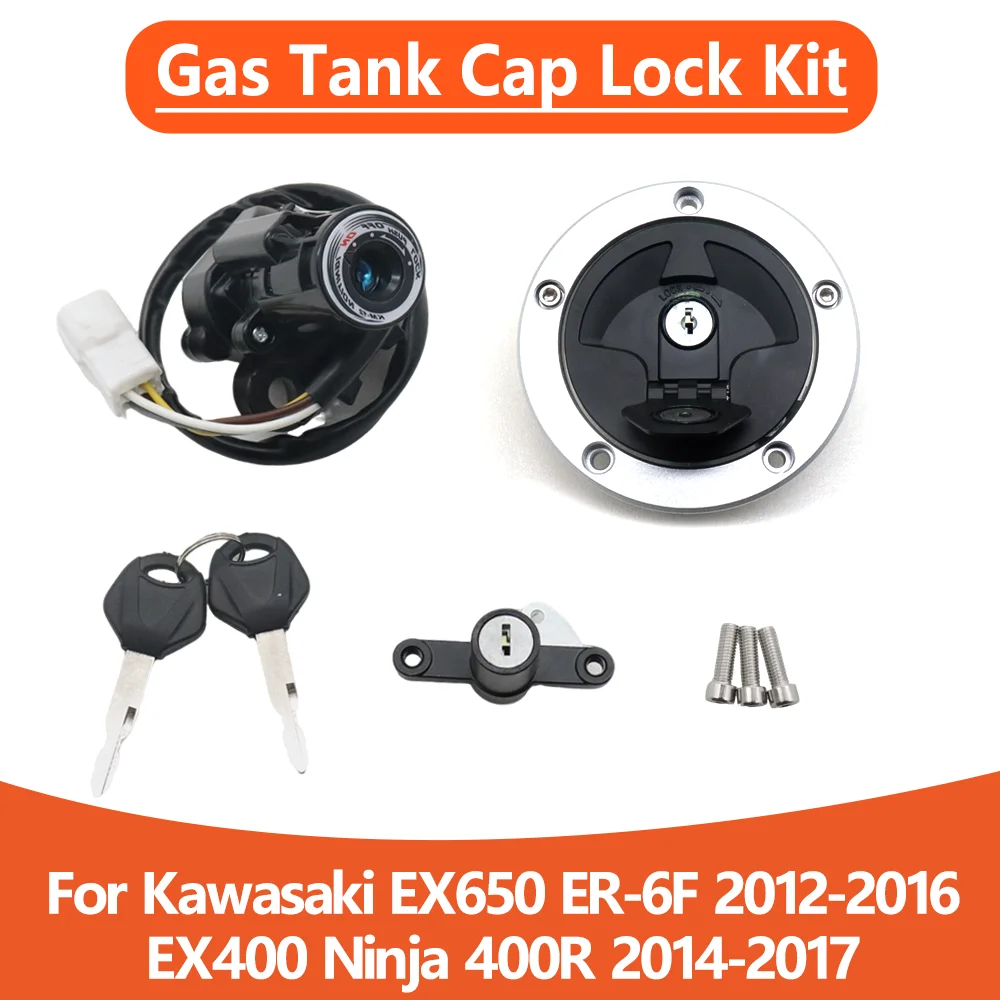 For Kawasaki EX650 ER-6F EX400 EX 650 400 ER6F Ninja 400R Motorcycle Ignition Switch Fuel Gas Cap Seat Lock Key Set Accessories