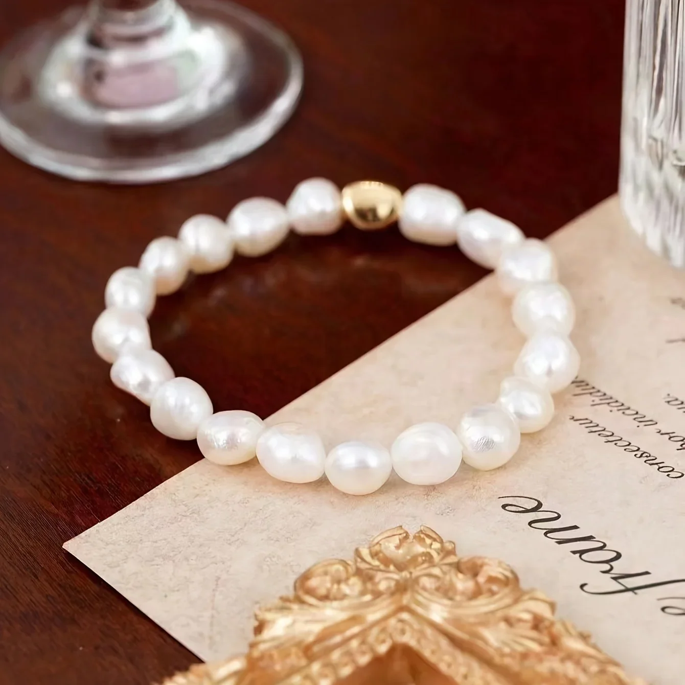 Hengsheng 8-9mm Baroque Freshwater Pearl Bracelet for Women 18cm 925 Sterling Silver Women's Hand Bracelet Jewelry Gift