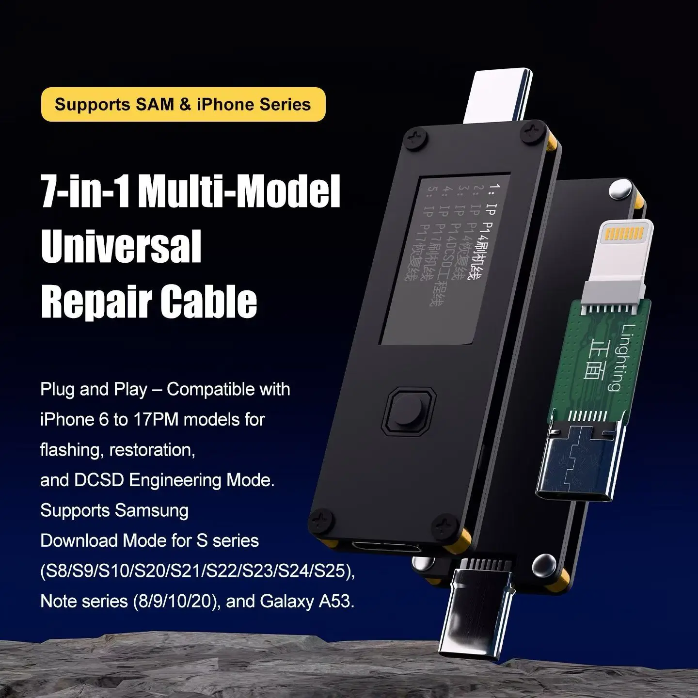 

7-in-1 Multi-Model Universal Repair Cable Flashing Restoration Download Mode Engineering Mode for IPhone 6 To 17PM Samsung