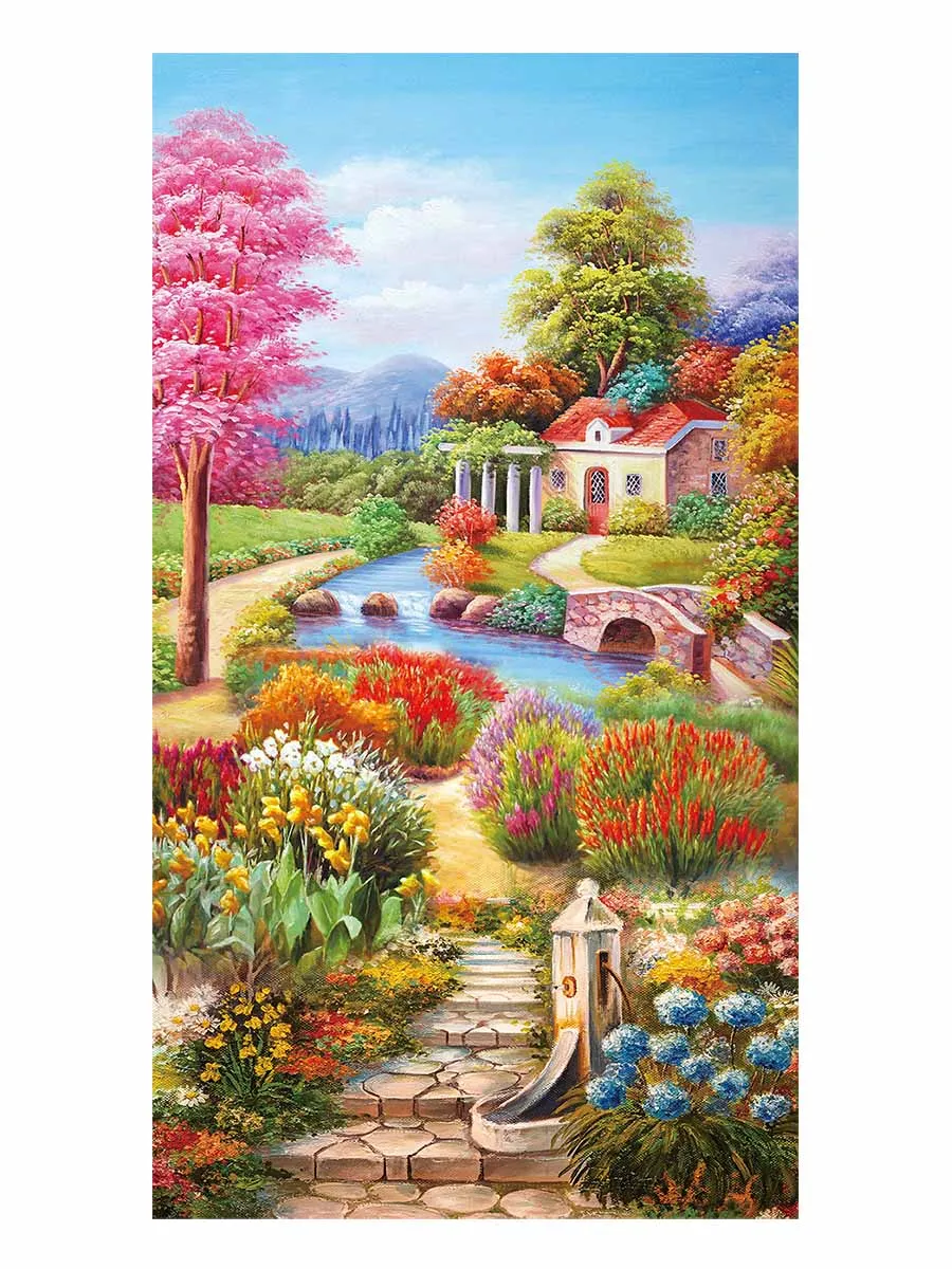 Garden Cottage Landscape Cross Stitch DIY Embroidery Kit living room  Decorative Painting 11CT 9CT Printed Needlework Pack Set
