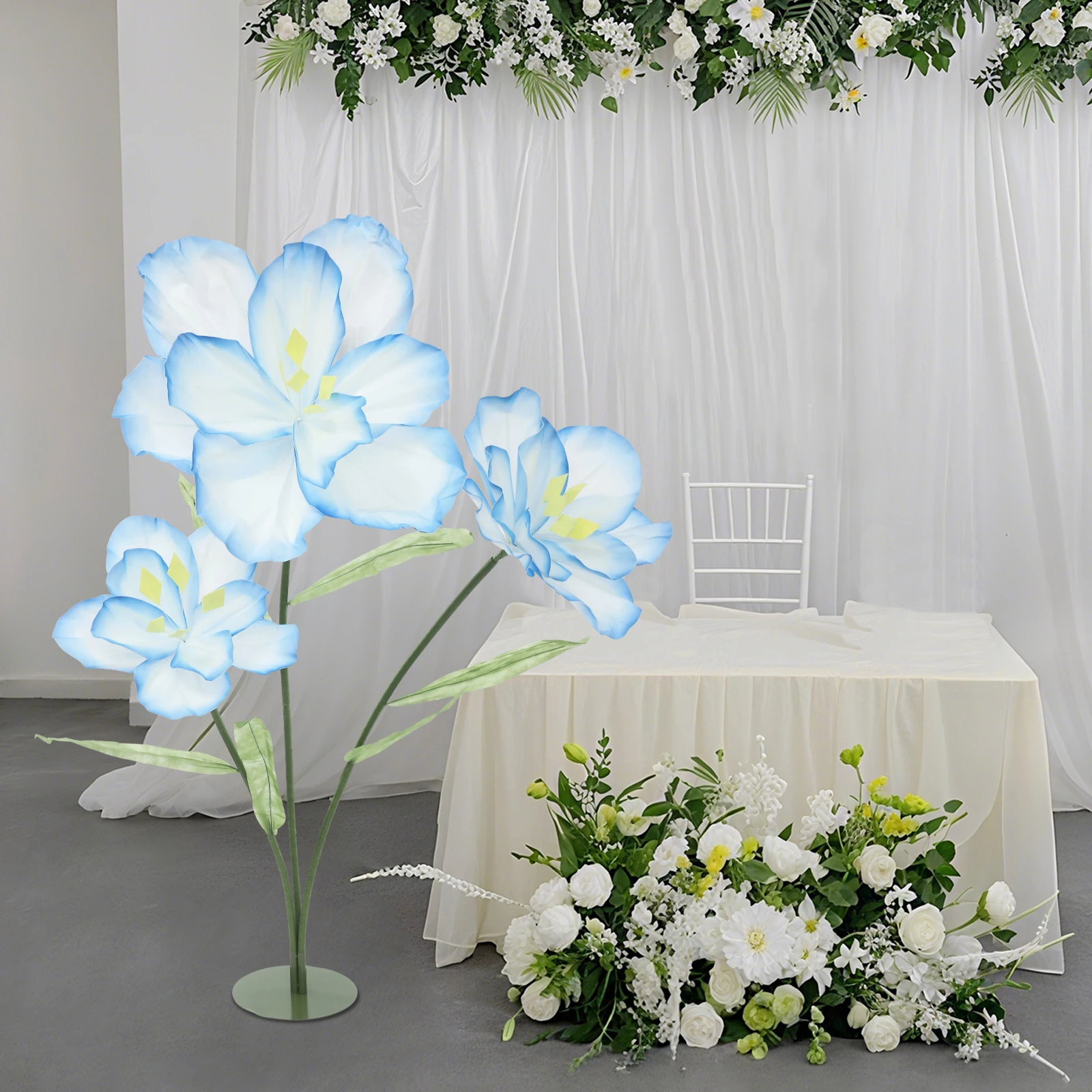 

Gradual Blue EVA Iron 29x160cm Artificial Tulip Wedding Road Decoration Large Artificial Flower Floor Decoration