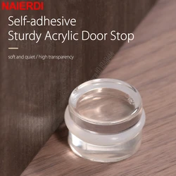 NAIERDI 2 Pieces Premium Anti Slip Door Stop,Transparent Self-adhesive Cylindrical Door Stopper,Wall Protectors Door Holder