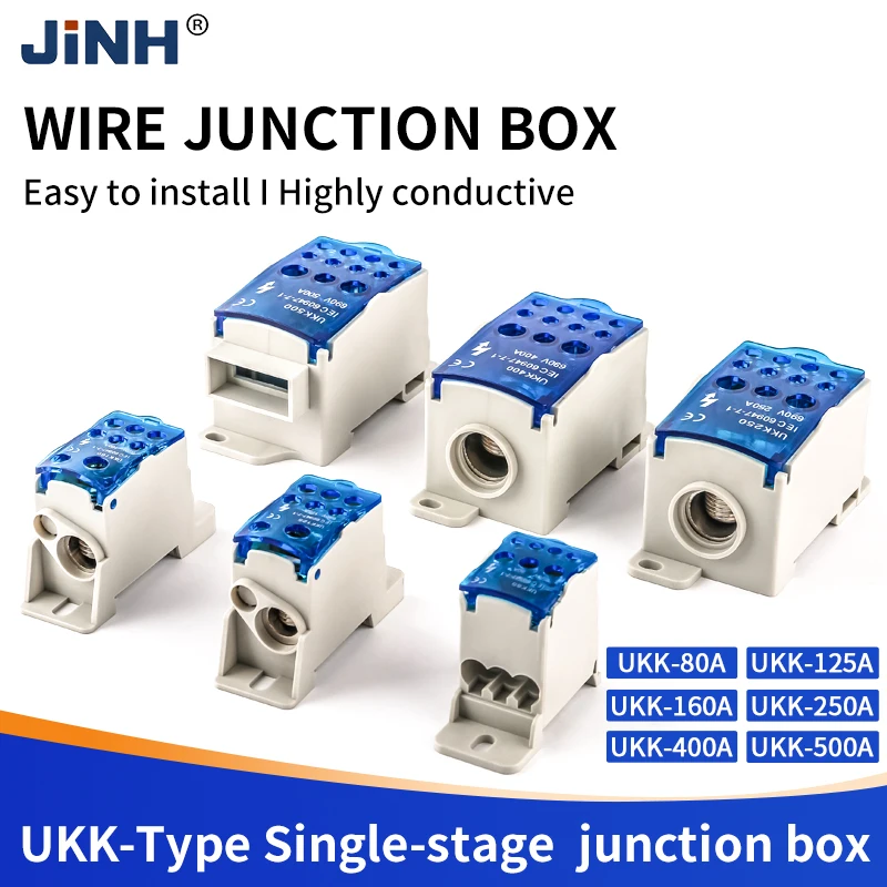 

Din Rail Terminal Block UKK 80-500A Distribution Box 1 In Multiple Out Wire Electrical Universal Cable Connector Junction