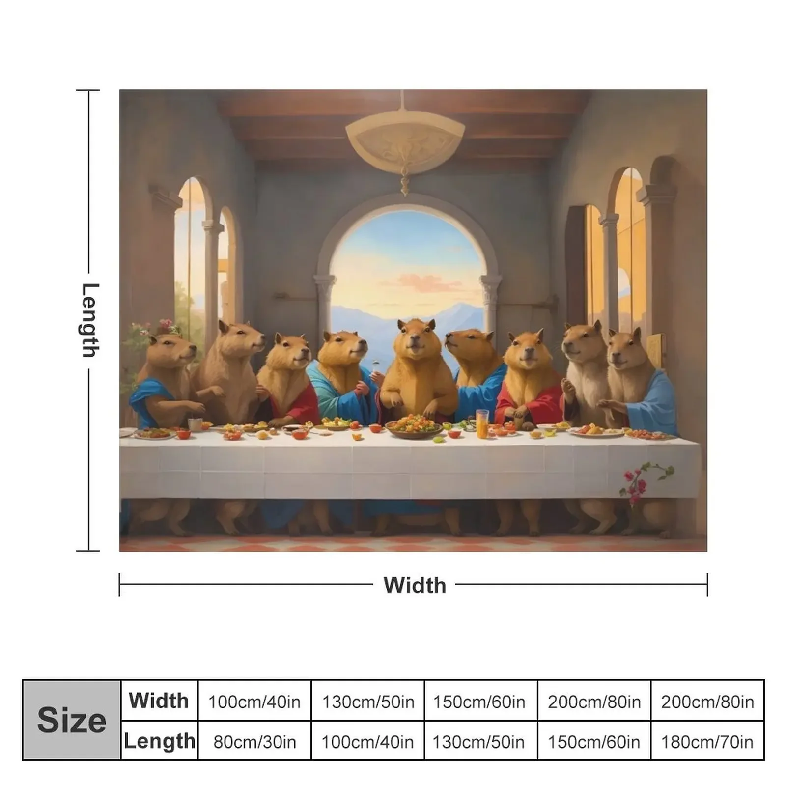 Capybara Last Supper Throw Blanket decorative Personalized Gift Blankets